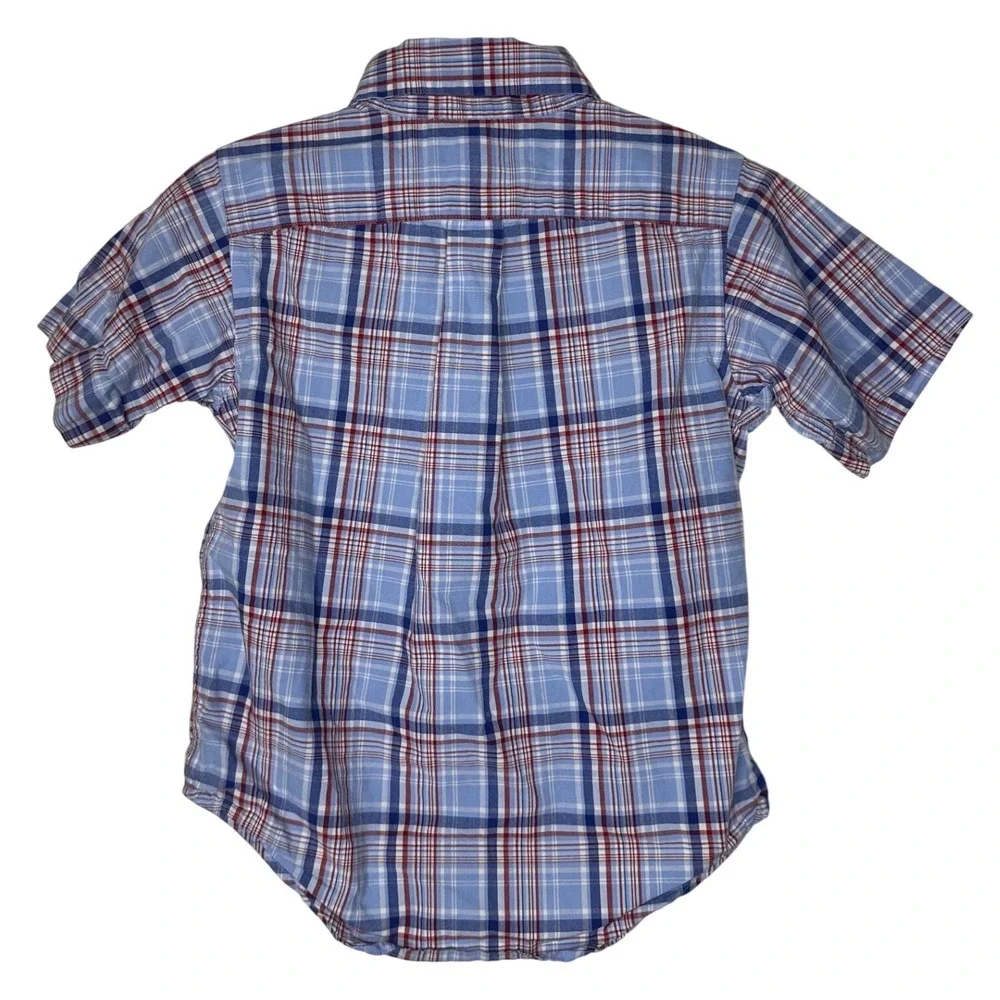 Ralph Lauren Toddler Boys Size 3T Blue Red Plaid Short Sleeve Button Down Shirt